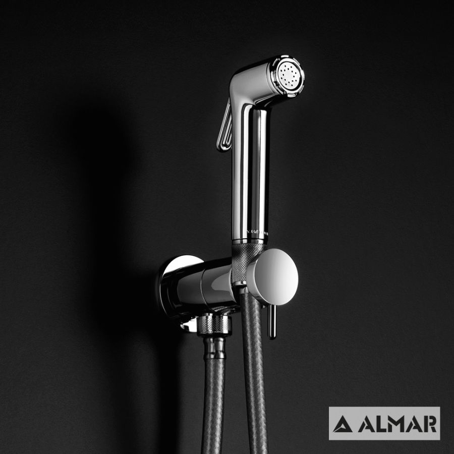 Σύστημα Μπιντέ Flush-Ι, μόνο κρύο, για λεκάνη κρεμαστή και υψηλής πίεσης, Almar Chrome E136004-100