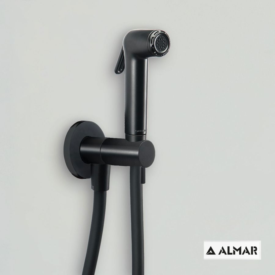 Σύστημα Μπιντέ Flush-Ι, μόνο κρύο, για λεκάνη κρεμαστή και υψηλής πίεσης, Almar Black Matt E136004-400