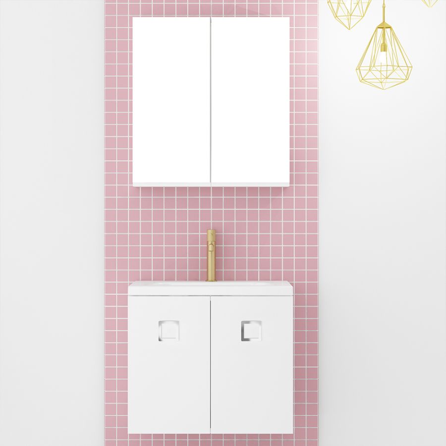 Orabella Mood 60 - Κρεμαστό Έπιπλο Μπάνιου με πορσελάνινο νιπτήρα Tecla και καθρέπτη ντουλάπι F60159-70135-70104-60159