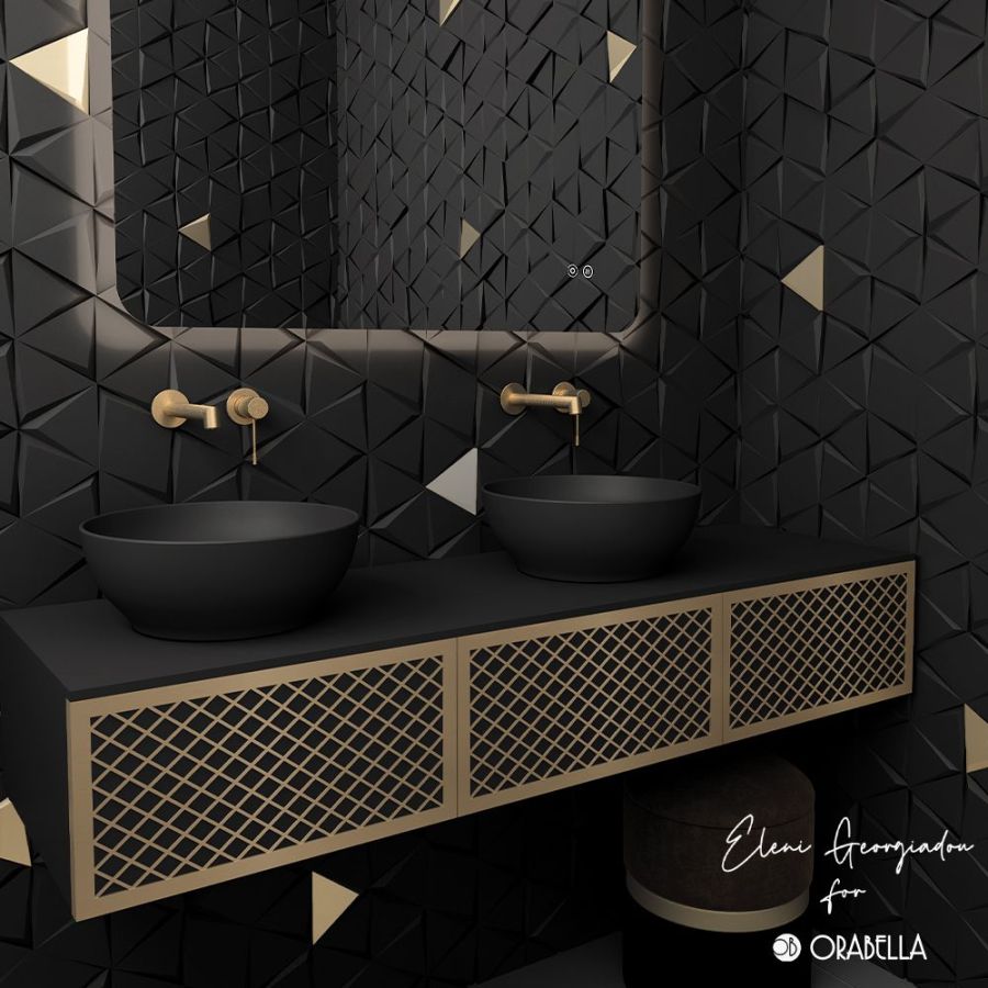 Orabella Wire 150 Μαύρο/Χρυσό Προφίλ - Κρεμαστό Έπιπλο Μπάνιου για επικαθήμενο νιπτήρα F70188-70191
