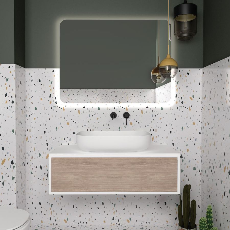 Orabella Drawer 60 - Κρεμαστό Έπιπλο Μπάνιου με μαύρη ματ επικάλυψη και βάση με συρτάρι από MDF super matt δικής σας επιλογής (χωρίς καθρέπτη και νιπτήρα) F70204-70200,B-60