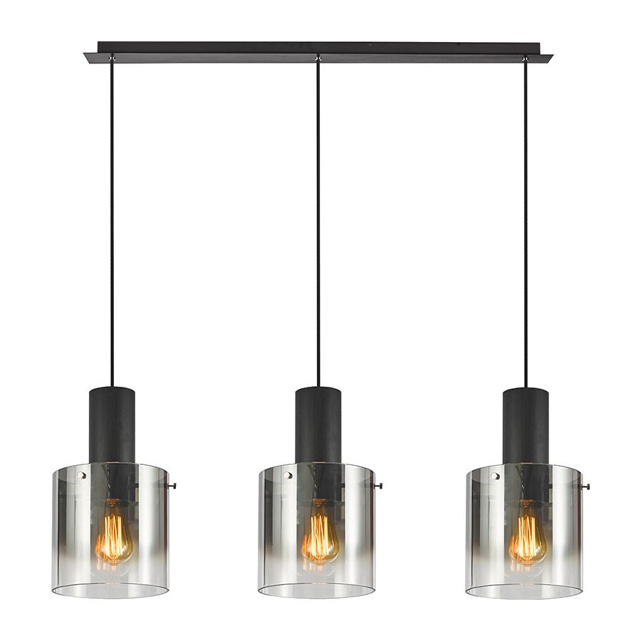 Φωτιστικό Τρίφωτη Ράγα L90xH150cm 3xE27 Μαύρο Μέταλλο-Χρώμιο Γυαλί Ντεγκρατέ Sun Light GEA-3S
