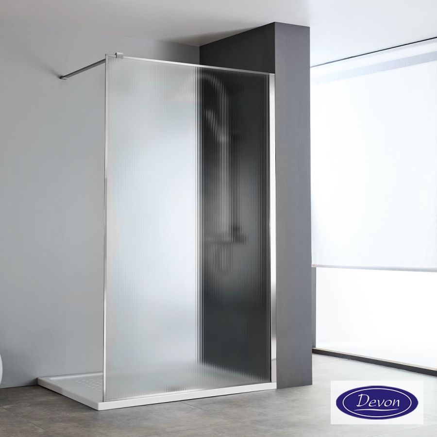 Διαχωριστικό κρύσταλλο ντουζιέρας IWIS Walk-in 70 ρυθμιζόμενo από 67 έως 69εκ., Devon Fluted Clean Glass Chrome IW70FC-100