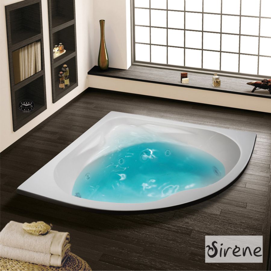 Μπανιέρα Υδρομασάζ Γωνιακή Ακρυλική 130*130 εκ.Sirene Modena MOD130W