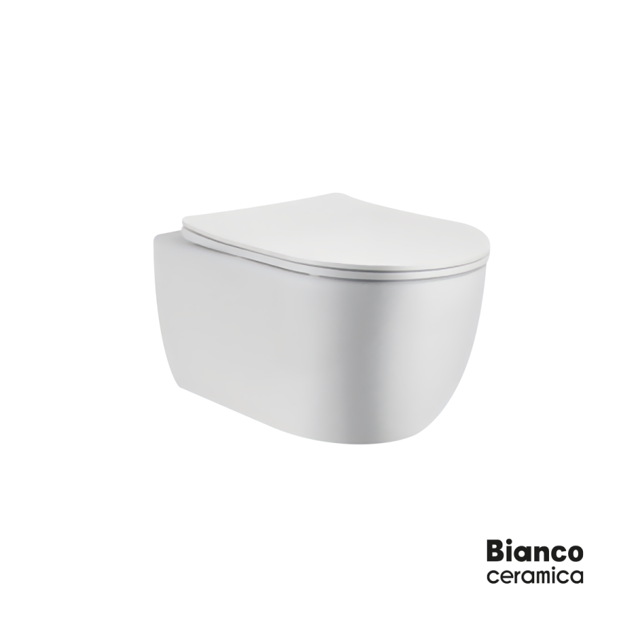 Λεκάνη Κρεμαστή ΜΑΥΑ/48,5 Rimless με κάλυμμα Slim Soft Close 9600SC, Bianco Ceramica White MY11000SC-300