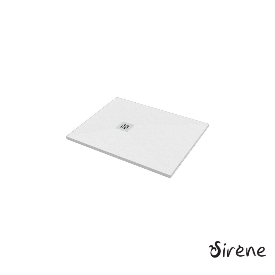 Ντουζιέρα Cast Marble (Χυτό μάρμαρο) με Βαλβίδα Slate 100 x 80 Sirene White Matt S10080-301