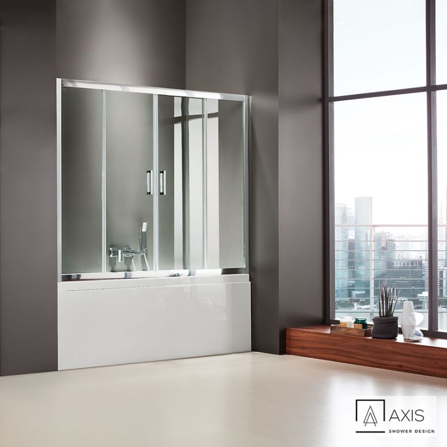 Συρόμενη διπλή πόρτα καμπίνας μπανιέρας AXIS 180 ύψους 140εκ.  ρυθμιζόμενη από 177 έως 181εκ. Clear Chrome SLB2X180T-100