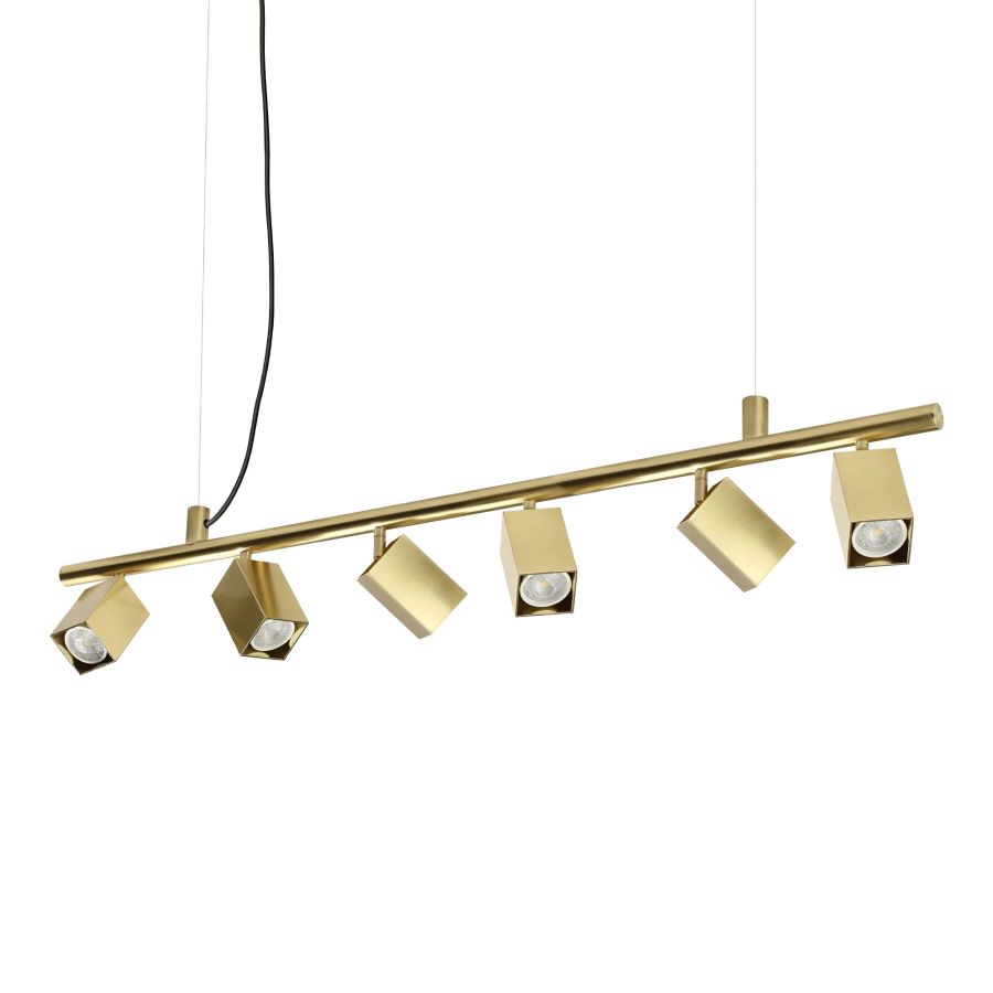 Κρεμαστό Φωτιστικό DYNAMITE SP6 SQUARE Ορείχαλκος Ideal Lux 371429