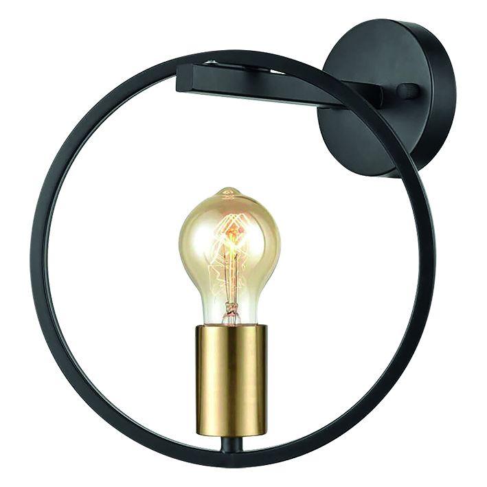 KQ 9016-1W HOOP WALL LAMP BLACK & BRUSHED BRASS Γ4 HOMELIGHTING 77-8175