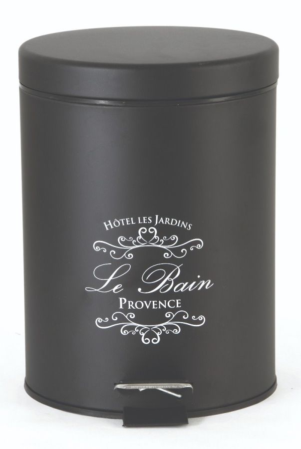 Χαρτοδοχείο Classic "Le Bain"  5lt  Μαύρο  Ματ με μεταξωτό τύπωμα Ecocasa  02-4644