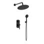 Orabella Elegance Black matt - Shower set εντοιχισμού με Μπαταρία λουτρού, εντοιχισμού 2 σημείων, κεφαλή Φ250 με βραχίονα και τηλέφωνο ντουζ με σπιράλ και επιτοίχειο στήριγμα 10270
