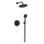 Orabella Preciosa Black matt - Shower set εντοιχισμού με Μπαταρία λουτρού, εντοιχισμού 2 σημείων, κεφαλή Φ250 με βραχίονα και τηλέφωνο ντουζ με σπιράλ και επιτοίχειο στήριγμα 10394