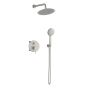 Orabella Preciosa Brushed nickel - Shower set εντοιχισμού με Μπαταρία λουτρού, εντοιχισμού 2 σημείων, κεφαλή Φ250 με βραχίονα και τηλέφωνο ντουζ με σπιράλ και επιτοίχειο στήριγμα 10398