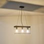 ΦΩΤΙΣΤΙΚΟ ΚΡΕΜΑΣΤΟ ΞΥΛO-ΜΕΤΑΛΛO 3ΦΩΤΟ 3XΕ27 Max 15W 480X125X1230mm ΜΑΥΡΟ-ΚΑΦΕ ARTE ILLUMINA MULTIPLA Eurolamp 144-30116