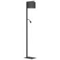 Φωτιστικό Δαπέδου Μαύρο 34,5x26,5xH180cm 1xE27 με Σποτ Διαβάσματος Eglo Foligno 390068