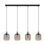 Φωτιστικό Κρεμαστό Τετράφωτο σε Ράγα L1300xΒ165xH1100mm 4xE27 Μαύρο-Μπρονζέ Ατσάλι, Γυαλί Μελί  Eglo Chisle 43528