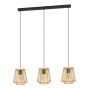Φωτιστικό Κρεμαστό σε Ράγα L910xH1100mm 3xE27 Μπαμπού-Μαύρο Eglo Hykeham 43853