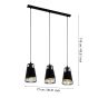 Eglo Austell Vintage Κρεμαστό Φωτιστικό Τρίφωτο Ράγα με Ντουί E27 σε Μαύρο Χρώμα 49448