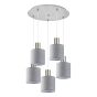 SE21-NM-4-5NM-SH2 ADEPT TUBE Nickel Matt Pendant Grey Fabric Shade+ HOMELIGHTING 77-8426