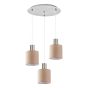 SE21-NM-4-3NM-SH3 ADEPT TUBE Nickel Matt Pendant Brown Fabric Shade+ HOMELIGHTING 77-8432
