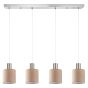 SE21-NM-4-4NM-SH3 ADEPT TUBE Nickel Matt Pendant Brown Fabric Shade+ HOMELIGHTING 77-8434