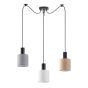 SE21-BL-4-BL3-SH12 ADEPT FLEX Black Pendant White, Grey, Brown Fabric Shade+ HOMELIGHTING 77-8919