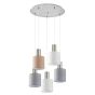 SE21-NM-4-5BL-SH123 ADEPT FLEX Nickel Matt Pendant White, Grey, Brown Fabric Shade+ HOMELIGHTING 77-8931