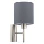 Φωτιστικό Απλίκα  1xE27 L145xA195xH305mm Νίκελ Ματ- Ύφασμα Γκρι Eglο Pasteri 94926