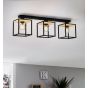 Φωτιστικό Οροφής Τρίφωτο L860xΒ180xH240mm 3xΕ27 Μαύρο-Ξύλο Eglo Libertad 99856