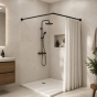 80x80cm Ø22mm black βραχίονας μπάνιου γωνιακός MRShome  DC-022080B