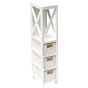 Έπιπλο MDF με 1 Ράφι και 3 Συρτάρια Λευκό 17x24x82cm MRShome  DS-1232000