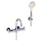 Horus Canopée Contemporary Collection - Complete Set Exposed Thermostatic Wall Bathshower Mixer - Satin Brass 60.714-LS