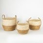 S/3 ΚΑΛΑΘΙ ΜΕ ΧΕΡΟΥΛΙ ΨΑΘΙΝΟ ΕΚΡΟΥ-ΚΑΦΕ 33x28x29 cm/ 30x23x24cm/ 25x18x20cm Eurolamp 752-32010
