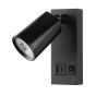 ΑΠΛΙΚΑ ΚΡΕΒΑΤΙΟΥ ΑΝΑΓΝΩΣΗΣ ΜΕ USB TYPE C ΜΕΤΑΛΛΟ-ΠΛΑΣΤΙΚΟ LED 5W 450Lm 3000K 155X63X150mm ΜΑΥΡΗ ARTE ILLUMINA C-LUX Eurolamp 145-22070