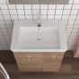 Orabella Vanity 65 Long - Έπιπλο Μπάνιου Επιδαπέδιο με πορσελάνινο νιπτήρα Ege και καθρέπτη ντουλάπι σε αποχρώσεις ξύλου με χρωμέ γραμμικά πόμολα 70126-70102,60170