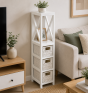 Έπιπλο MDF με 1 Ράφι και 3 Συρτάρια Λευκό 17x24x82cm MRShome  DS-1232000