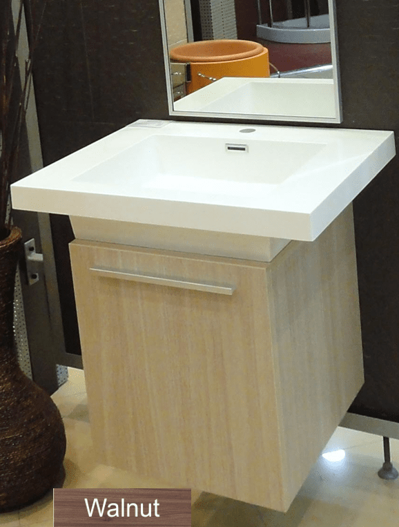 Σετ Έπιπλο Μπάνιου-Νιπτήρα 40 εκ. τύπου Corian- Καθρέπτης με πλαίσιο αλουμινίου 40*100 εκ. Χρώμα Walnut (Καρυδιά) FT21.040.006W