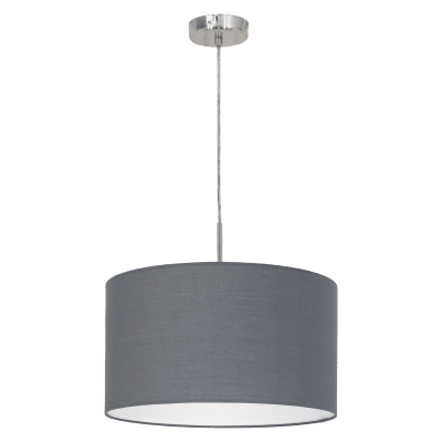 Φωτιστικό Κρεμαστό Μονόφωτο Ø38 εκ.Νίκελ σατινέ / Ύφασμα Γκρι Eglo Pasteri 31573