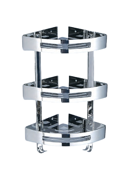 Θήκη -Ραφιέρα Τριπλή Γωνιακή Υ60x22,6cm Χρωμέ Stainless Steel 304 Domistyle 270113