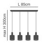 SE21-NM-4-4NM-SH2 ADEPT TUBE Nickel Matt Pendant Grey Fabric Shade+ HOMELIGHTING 77-8427