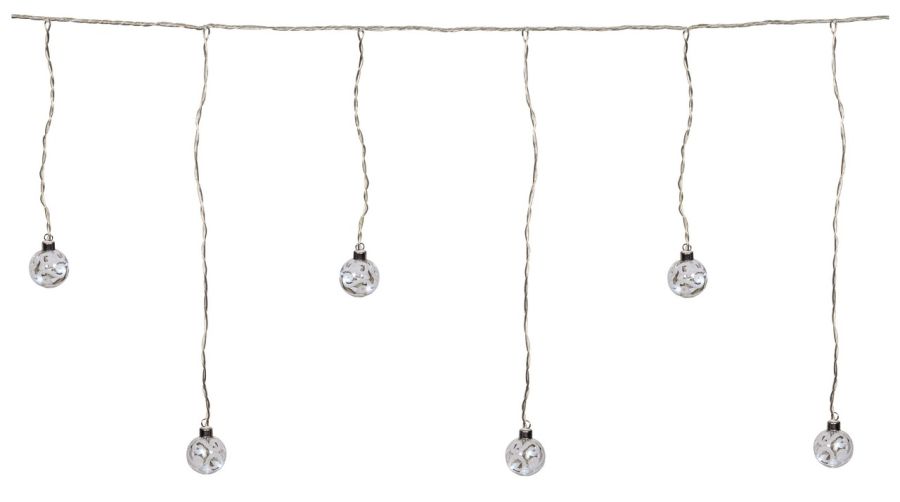 600 x 55 Led Ασύμετρη Κουρτίνα Με Διάφανες - Γυάλινες Μπάλες 5cm Lianos PROMO-58879