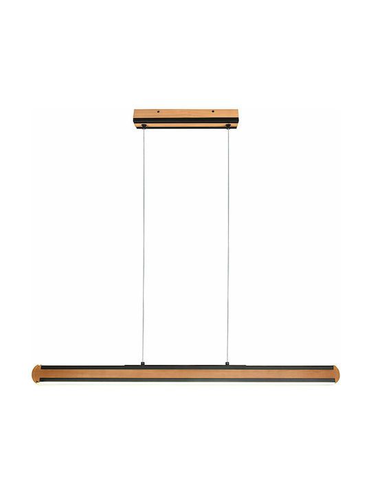 Φωτιστικό Κρεμαστό L110x6,5xH150cm  Led  SMD 42w 3200lm 2700-6000K Ξύλο-Μέταλλο Μαύρο Trio Deacon 326610232