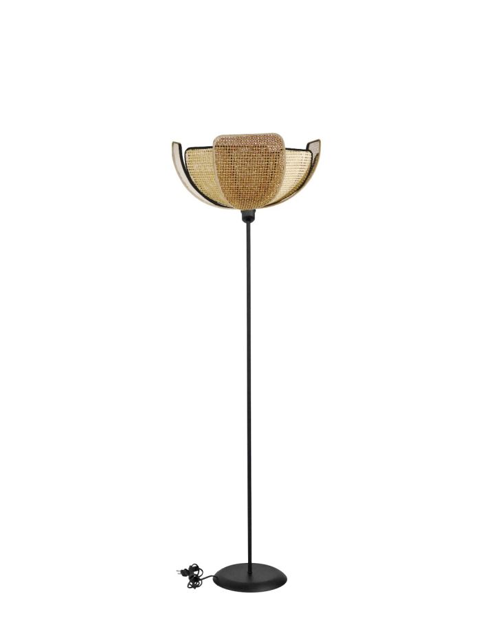 HFLB-60 FLOOR LAMP BLACK-RATTAN ΟΡΘΟΣΤΑΤΗΣ ΠΕΤΑΛΑ Heronia 31-1393