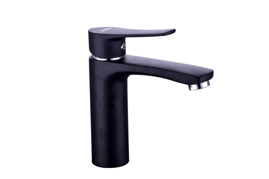 Μπαταρία Νιπτήρα Αναμεικτική Μαύρο Ματ χωρίς Χρωμέ Λεπτομέρειες βαλβίδα Push Open Eveberg Enzo