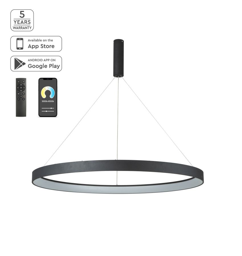 Φωτιστικό Κρεμαστό Μαύρο Μεταλιζέ 100xH100cm Led Smart 64w 2700-6000K 5120lm Homelighting Amaya 77-8140
