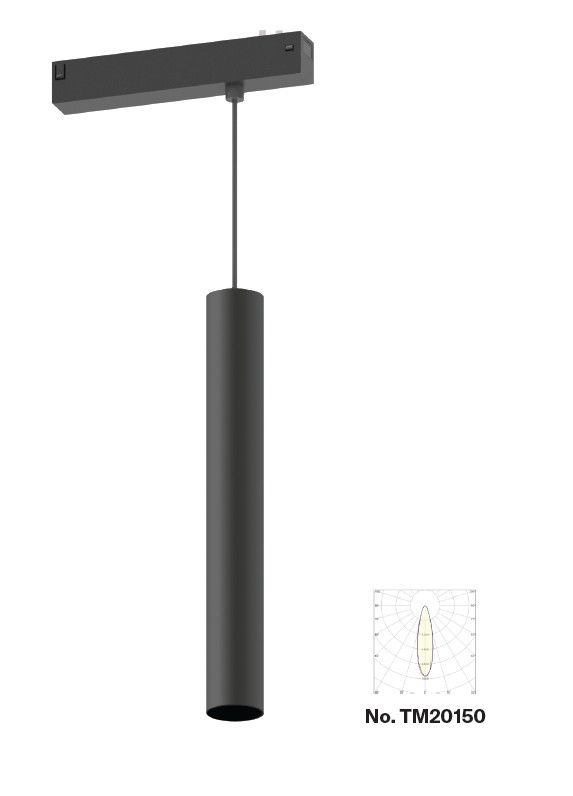 Κρεμαστό φωτιστικό LED 10W, 3CCT, 24°, για μαγνητική ράγα 220V σε μαύρη απόχρωση D:4x30cm TM20150