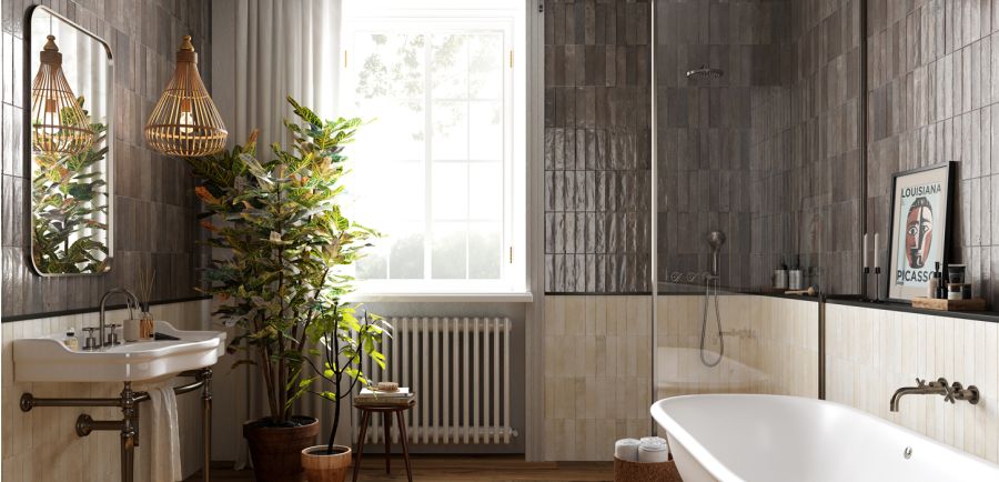 Πλακάκι Τοίχου Τουβλάκι 6*25 εκ. Πορσελανάτο Διπλής Υάλωσης Soho Taupe Super Glossy 