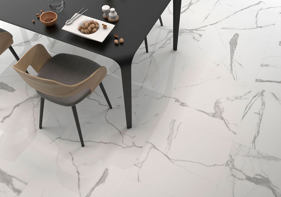Γρανιτοπλακάκι Δαπέδου-Τοίχου 60x120cm Πορσελανάτο Rettificato Γυαλιστερό Υφή Μαρμάρου Num Blanco Glossy