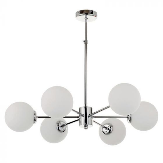 InLight Κρεμαστό φωτιστικό από χρώμιο μέταλλο και λευκή οπαλίνα 6XG9 D:55cm 5321-6