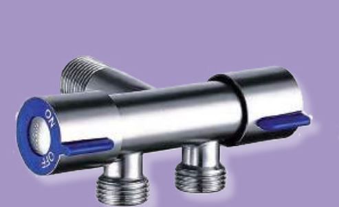 Διακόπτης Μπιντέ Γωνιακός 2 Ροών SS304 με Ορειχάλκινο Μηχανισμό Μπαταρίας 1/2 Στροφής Chrome Domistyle 23009